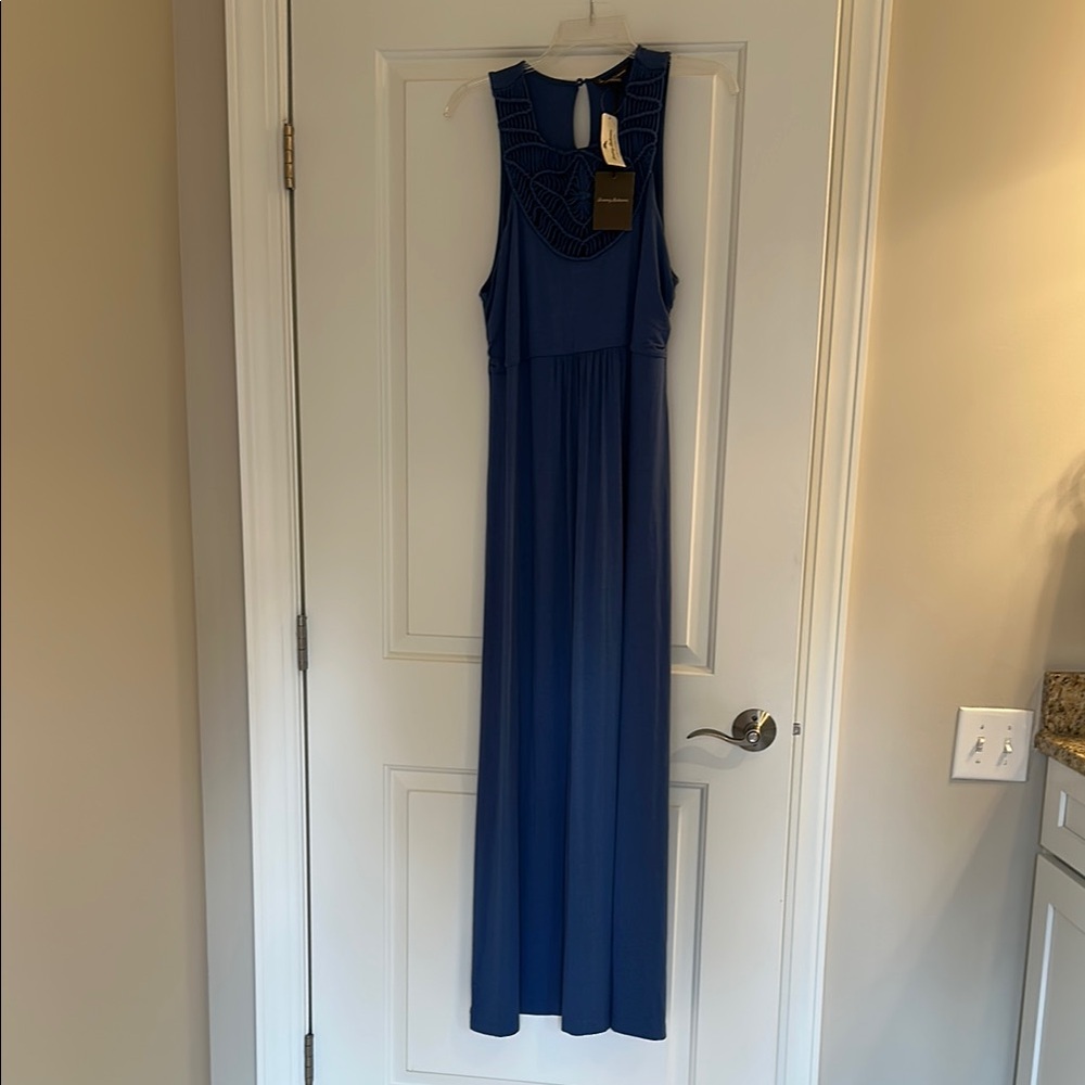 Tommy Bahama Tambour Blue Crochet Detail Dress